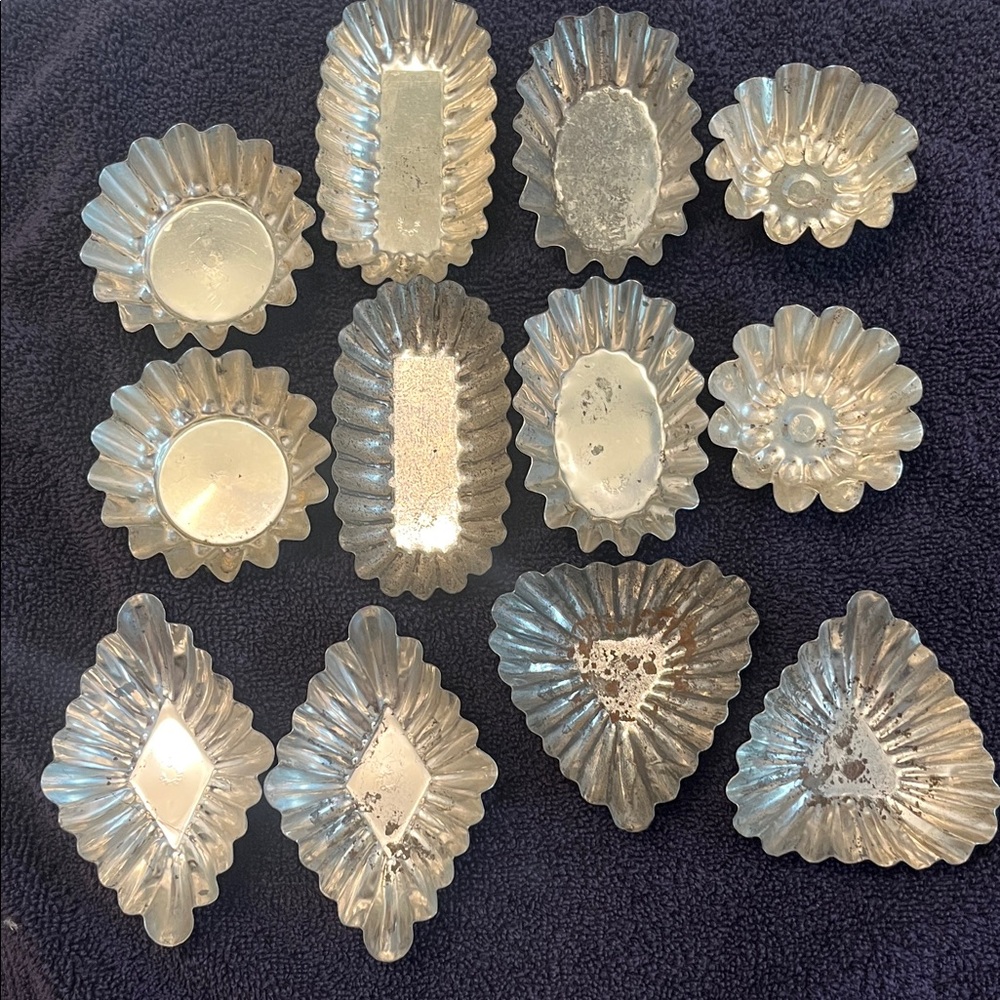 Vintage Silver Metal Tart Molds Set Petit Four Swedish